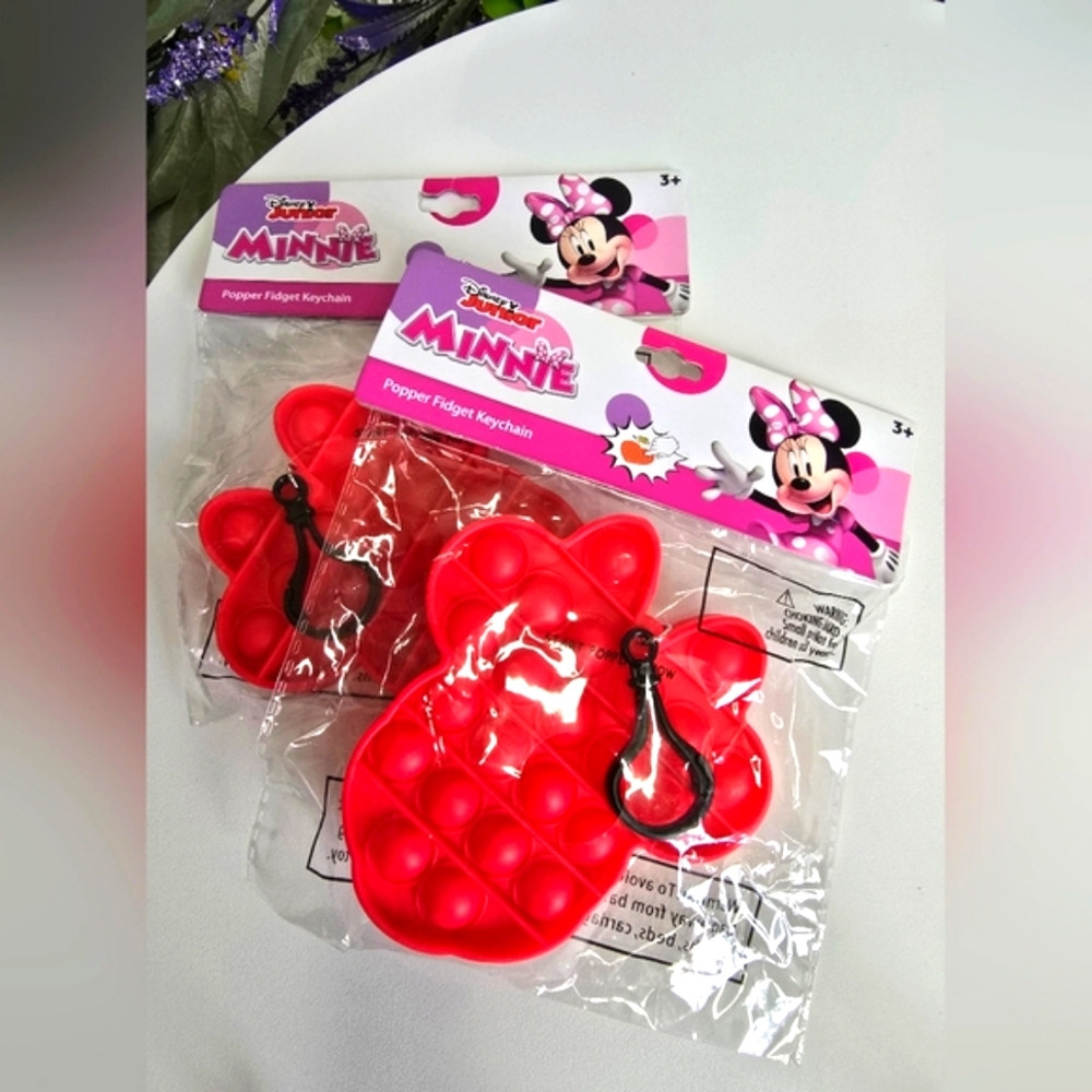 Disney Junior, Minnie Mouse Heads, Popper Fidget Keychain's, Set of 2